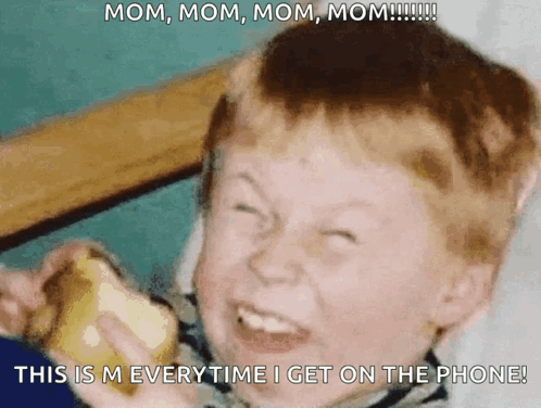 A Young Boy Is Holding A Banana And Making A Funny Face With The Caption Mom Mom Mom Mom GIF