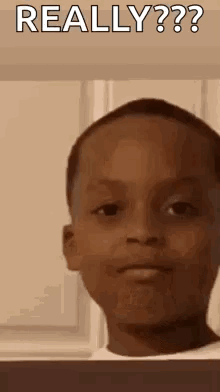 A Young Boy Is Making A Funny Face And Says `` Really '' . GIF