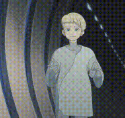 A Young Boy Is Standing In A Tunnel Wearing A White Coat . GIF