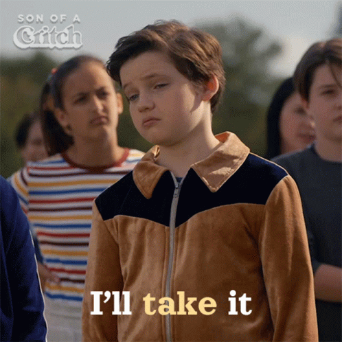 A Young Boy Says I 'Ll Take It In Front Of A Crowd GIF