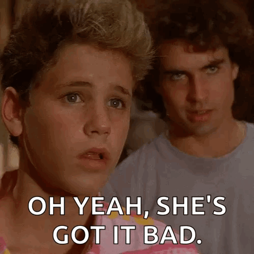 A Young Boy Says Oh Yeah She 'S Got It Bad In Front Of A Man . GIF
