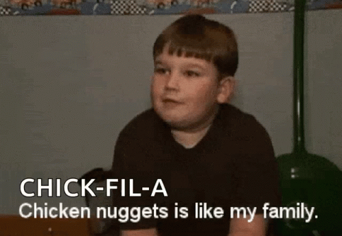 A Young Boy Says That Chicken Nuggets Is Like My Family GIF