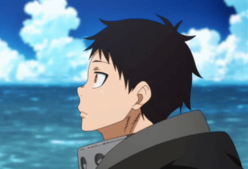 A Young Boy With A Scar On His Neck Looks At The Ocean GIF