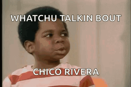 Boy In Striped Shirt Making Funny Face And Saying Whatchu Talkin Bout Chico Rivera GIF