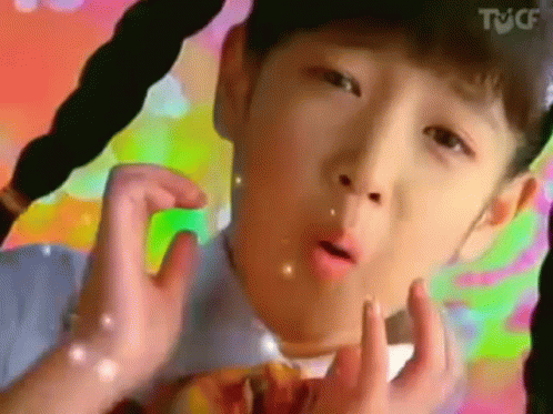 A Young Girl With Pigtails Is Eating A Hamburger In A Colorful Cartoon . GIF