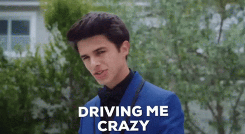 A Young Man In A Blue Tuxedo And Bow Tie Is Driving Me Crazy . GIF