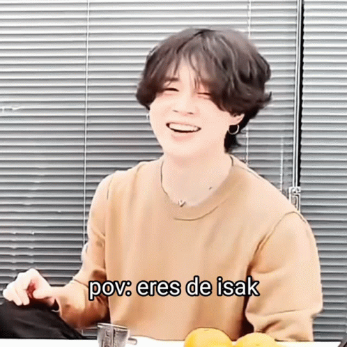 A Young Man In A Brown Sweater Is Sitting At A Table And Laughing With A Caption That Says Pov Eres De Isak GIF