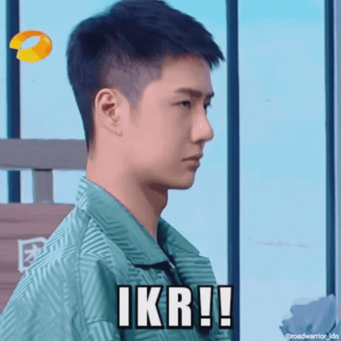 A Young Man In A Green Shirt With The Word Ikr Written On His Chest GIF