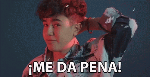 A Young Man Is Covering His Ear With His Hand And Says Me Da Pena ! GIF