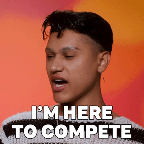 A Young Man Says " I 'M Here To Compete " With His Mouth Open GIF