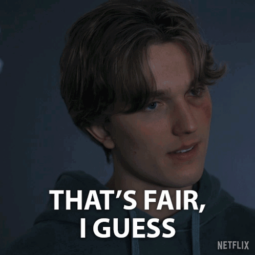 A Young Man Says That 'S Fair I Guess In A Netflix Advertisement GIF