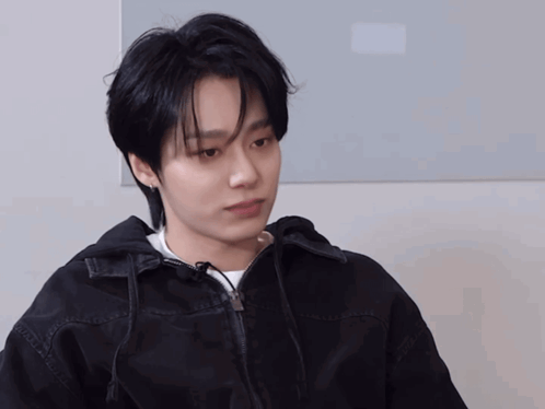 A Young Man Wearing A Black Jacket And White Shirt GIF