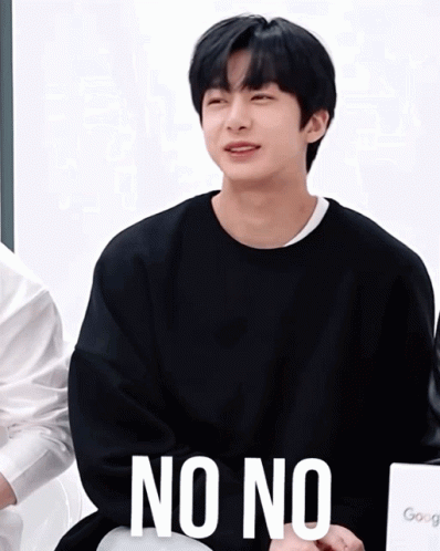 A Young Man Wearing A Black Sweater Says " No No " GIF