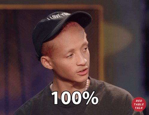 A Young Man Wearing A Hat And A Black Shirt Says 100 % GIF