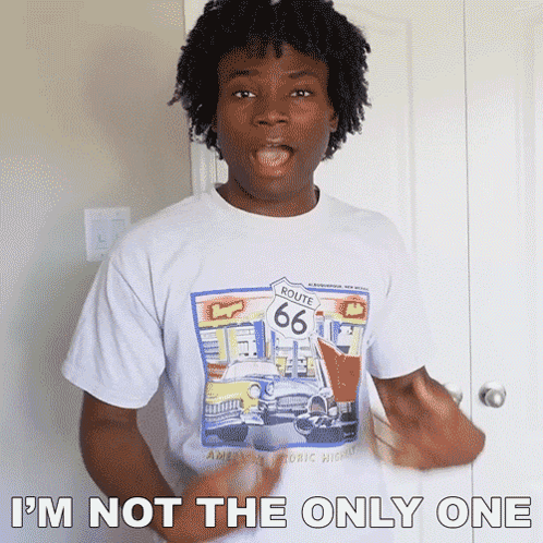 A Young Man Wearing A Route 66 T-Shirt Says " I 'M Not The Only One " GIF