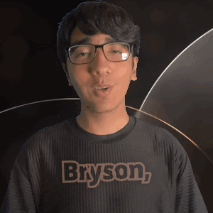 A Young Man Wearing Glasses And A Shirt That Says Bryson On It GIF