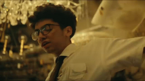 Young Man Dancing In White Shirt And Glasses GIF