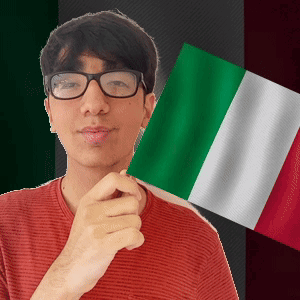 A Young Man Wearing Glasses Holds A Green White And Red Flag GIF
