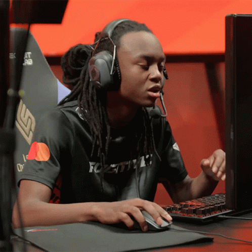 A Young Man Wearing Headphones And A Shirt That Says ' Foxtiv ' On It GIF