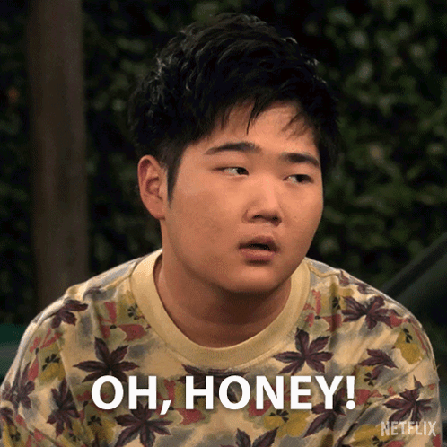 A Young Man With A Floral Shirt Says Oh Honey GIF