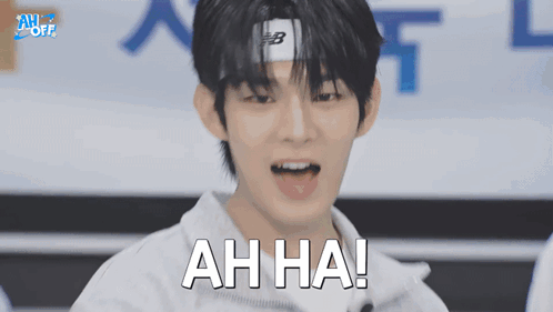 A Young Man With A Headband That Says Ah Ha GIF