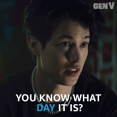 A Young Man With A Pearl Necklace Is Asking You Know What Day It Is GIF