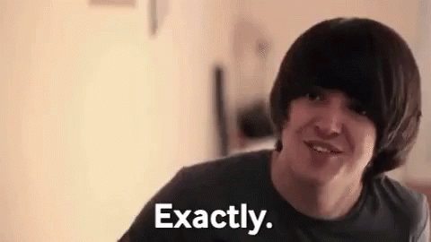 A Young Man With A Very Short Haircut Is Smiling And Saying `` Exactly '' . GIF