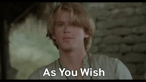 A Young Man With Blonde Hair Is Standing In Front Of A Stone Wall And Says `` As You Wish '' . GIF