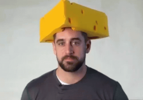 Aaron Rodgers Cheese Hat GIF