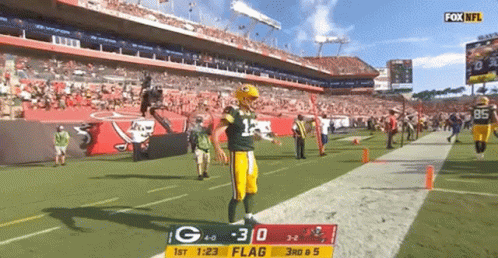 Aaron Rodgers Hands Back Head GIF