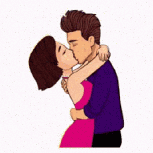 Animated Couple Kiss And Abrazo GIF