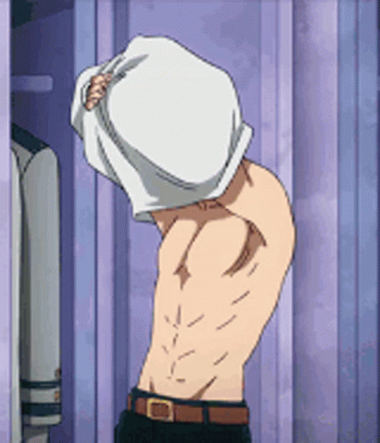 Abs Denki Kaminari Taking Off Shirt Anime GIF
