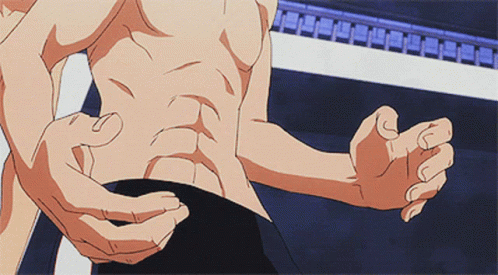 Abs Katsuki Bakugo With Flaming Hands GIF