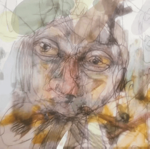 Abstract Disfigured Face Sketch Fine Art GIF