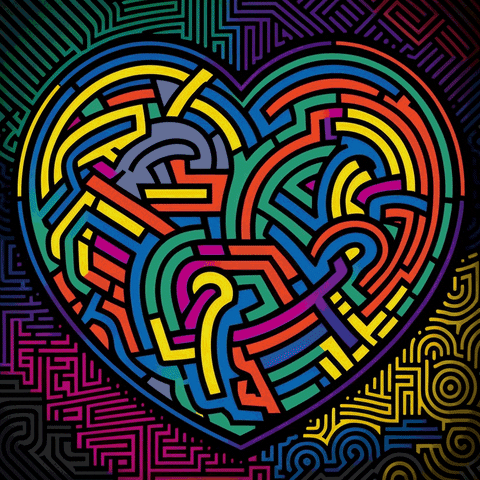 Abstract Heart Colorful Optical Illusion GIF