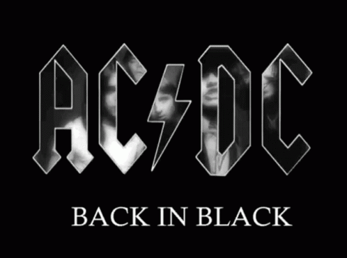 Ac Dc 'S Back In Black Album Cover With A Lightning Bolt GIF