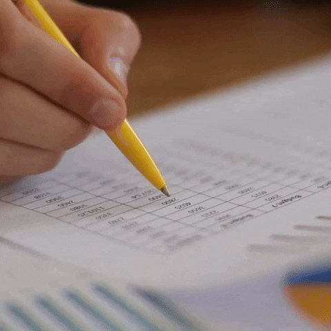 Accountant With Yellow Pen Checking GIF