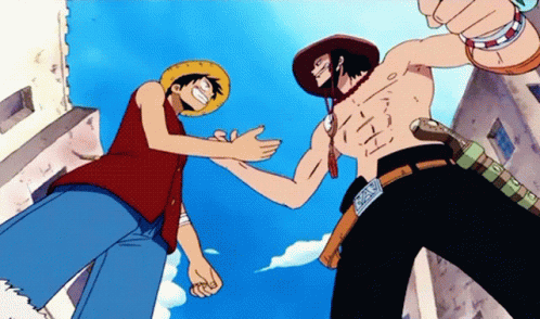 Ace And Luffy High Five GIF