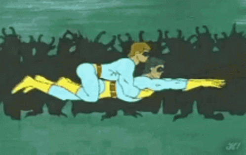Ace And Gary Running In Superhero Costumes GIF
