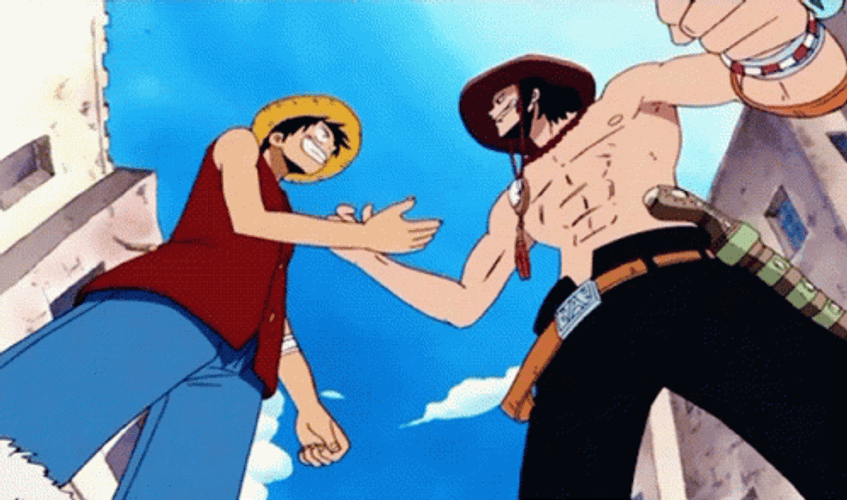 Ace And Luffy High Five GIF