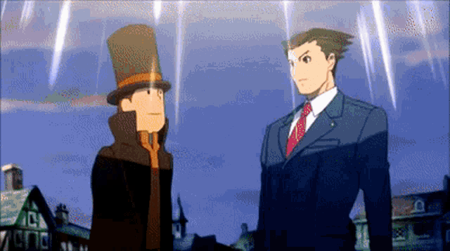 Ace Attorney Phoenix Wright And Professor Hershel Layton GIF