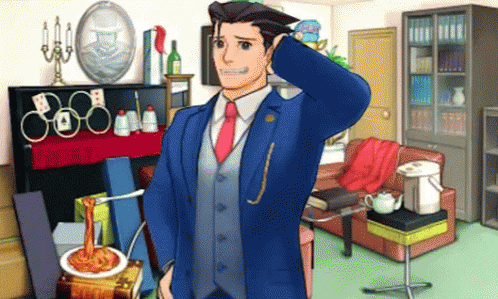 Ace Attorney Phoenix Wright At His Office GIF