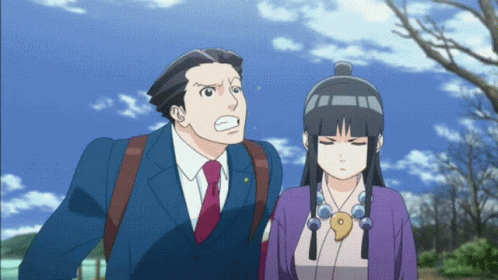 Ace Attorney Shocked Phoenix Wright And Maya Fey GIF