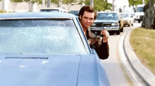 Ace Ventura Jim Carrey Fast Driving Car GIF