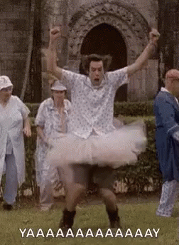 Ace Ventura Wearing A Tutu Crazy Dancing GIF