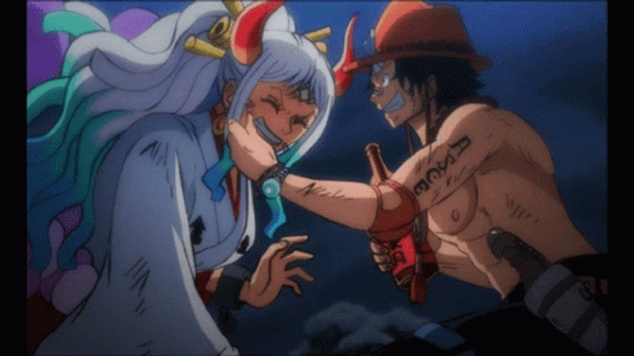 Ace Yamato Laughing Pinch One Piece GIF