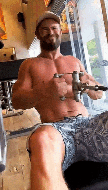 Actor Chris Hemsworth Pulling Exercise GIF