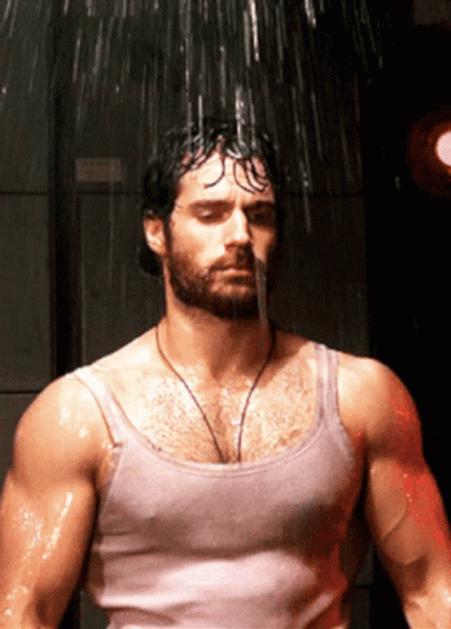 Actor Henry Cavill Drenched In Shower GIF