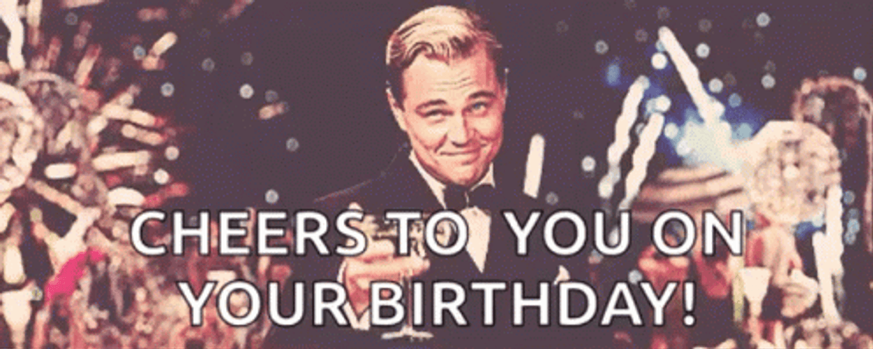 Actor Leonardo Dicaprio Cheers Happy Birthday Drinks GIF