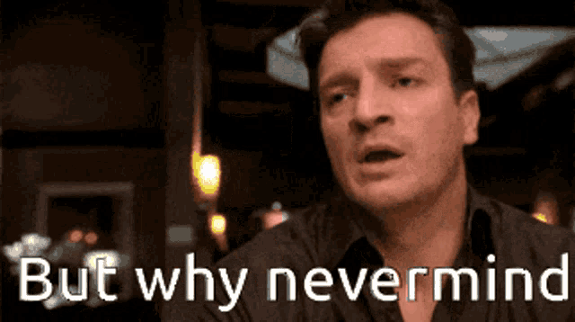 Actor Nathan Fillion But Why Nevermind GIF